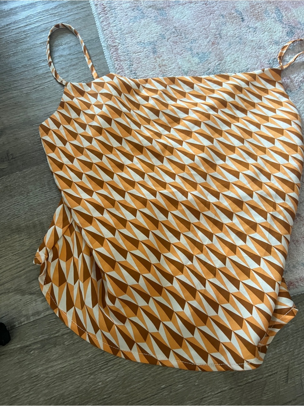 Milk & honey  Geometric Print Spaghetti Strap Tank Top - Mustard/White